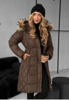 Pikowana Jacke z futerkiem Autumn Rush Schokoladenbraun