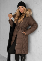 Pikowana Jacke z futerkiem Autumn Rush Schokoladenbraun