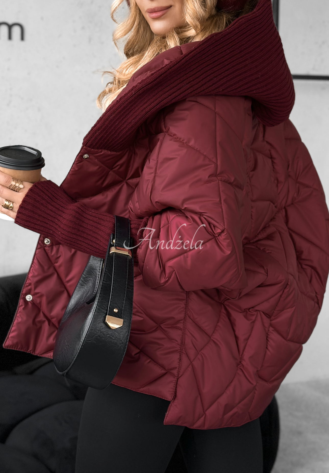 Oversize-Jacke mit Kapuze Sancha Burgunderrot