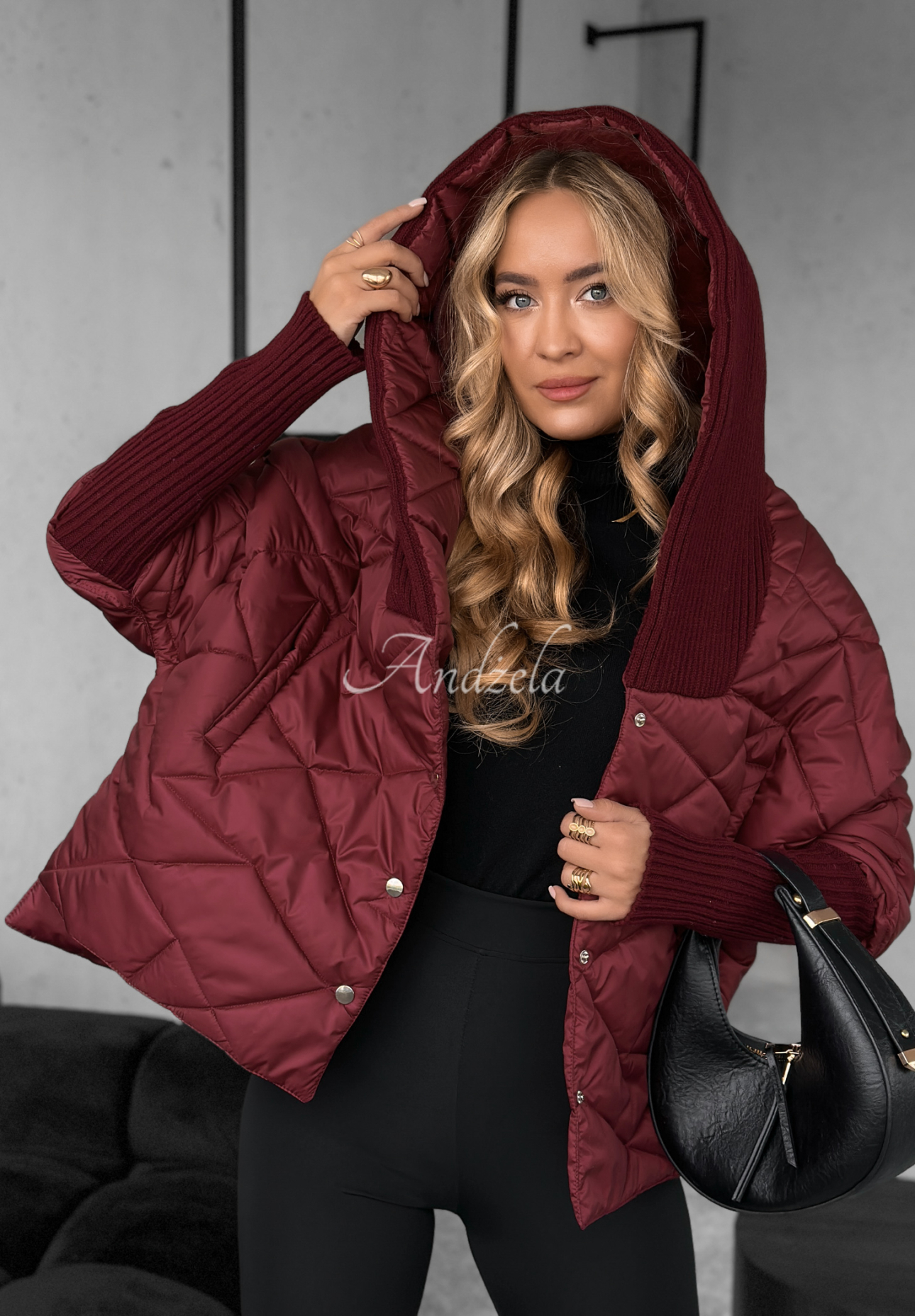 Oversize-Jacke mit Kapuze Sancha Burgunderrot