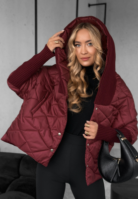 Oversize-Jacke mit Kapuze Sancha Burgunderrot