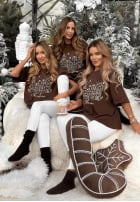 Weihnachts-T-Shirt mit Aufdruck Snowy Christmas Schokoladenbraun