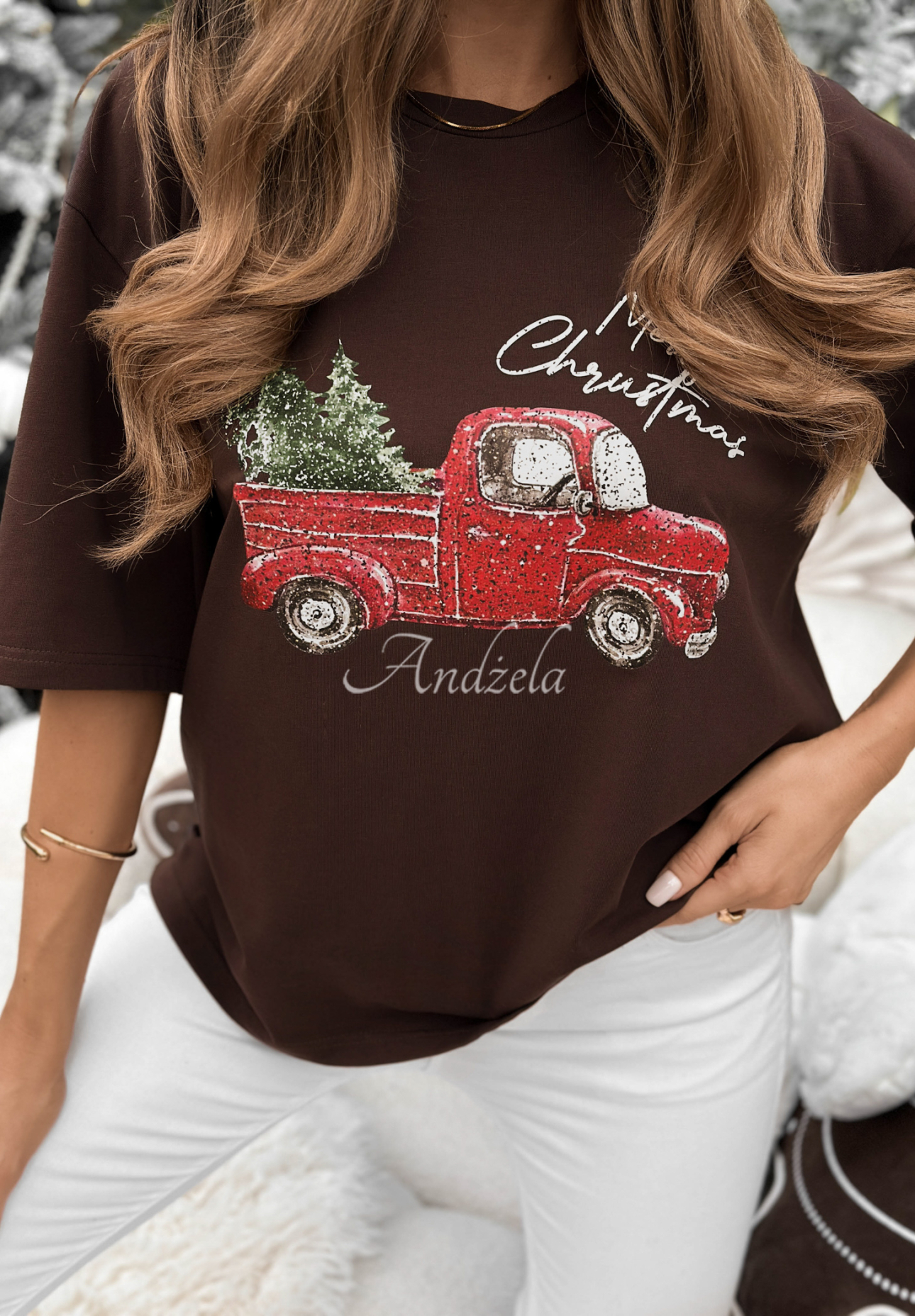 Weihnachts-T-Shirt mit Aufdruck Merry Times Schokoladenbraun