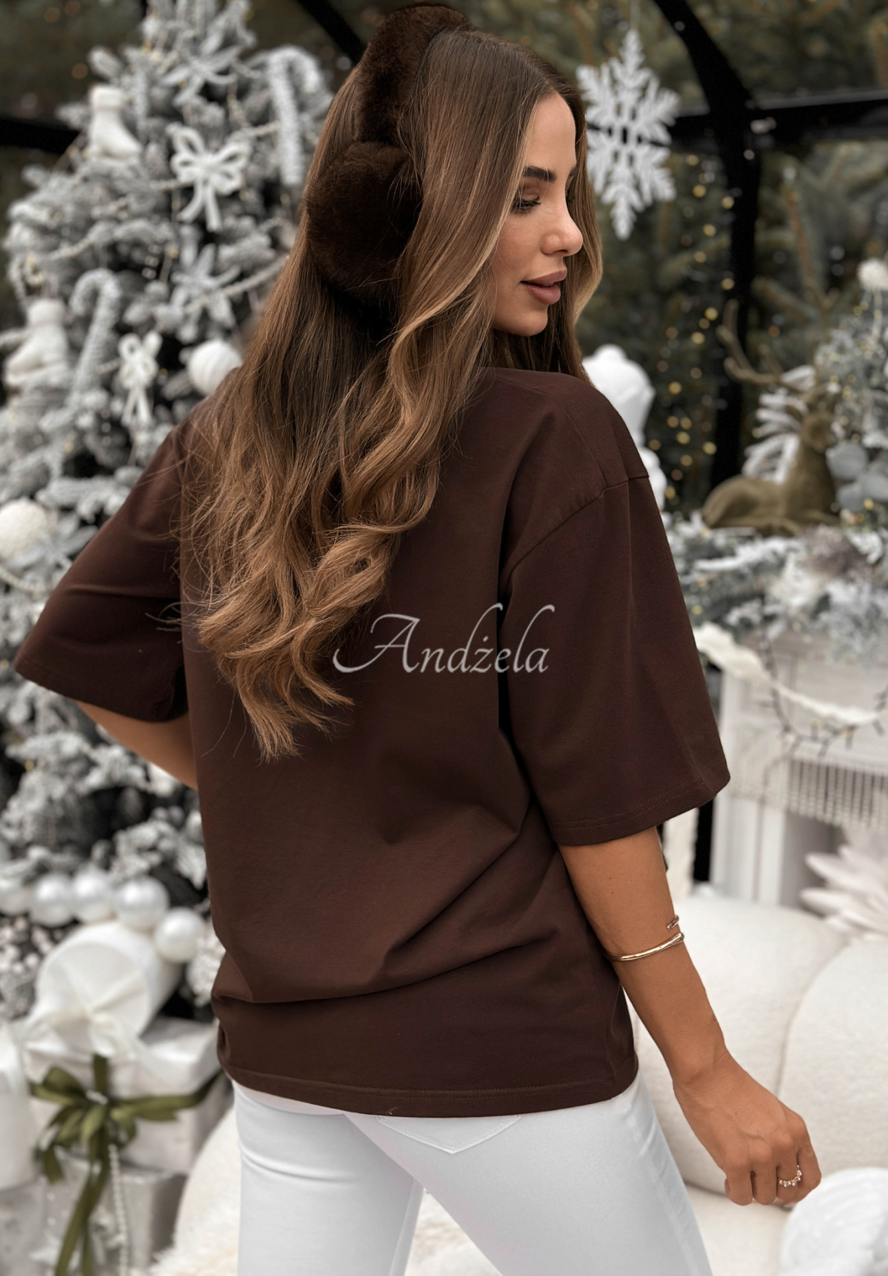 Weihnachts-T-Shirt mit Aufdruck Merry Times Schokoladenbraun