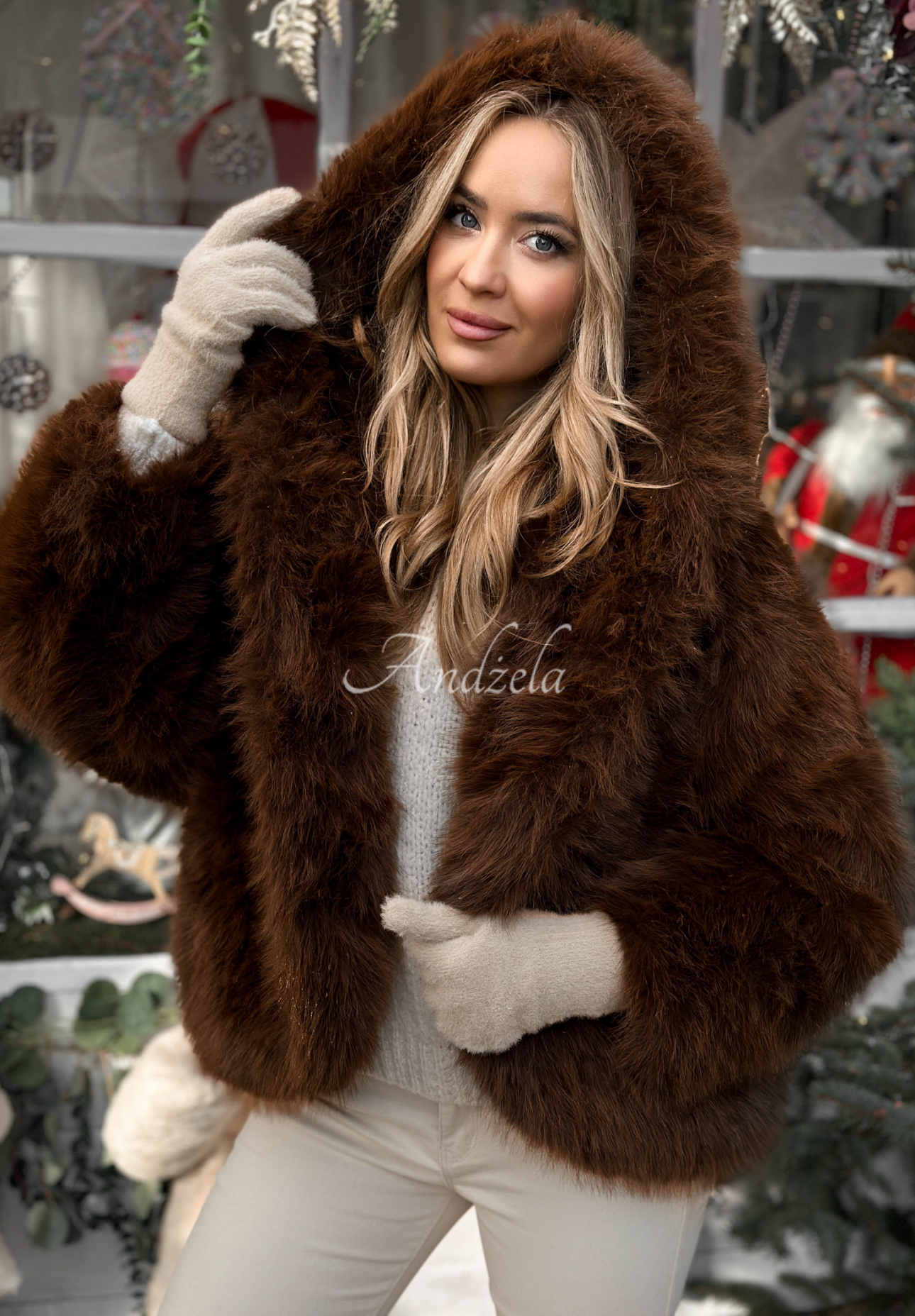 Kurze Pelzjacke Rainy Mood Schokoladenbraun