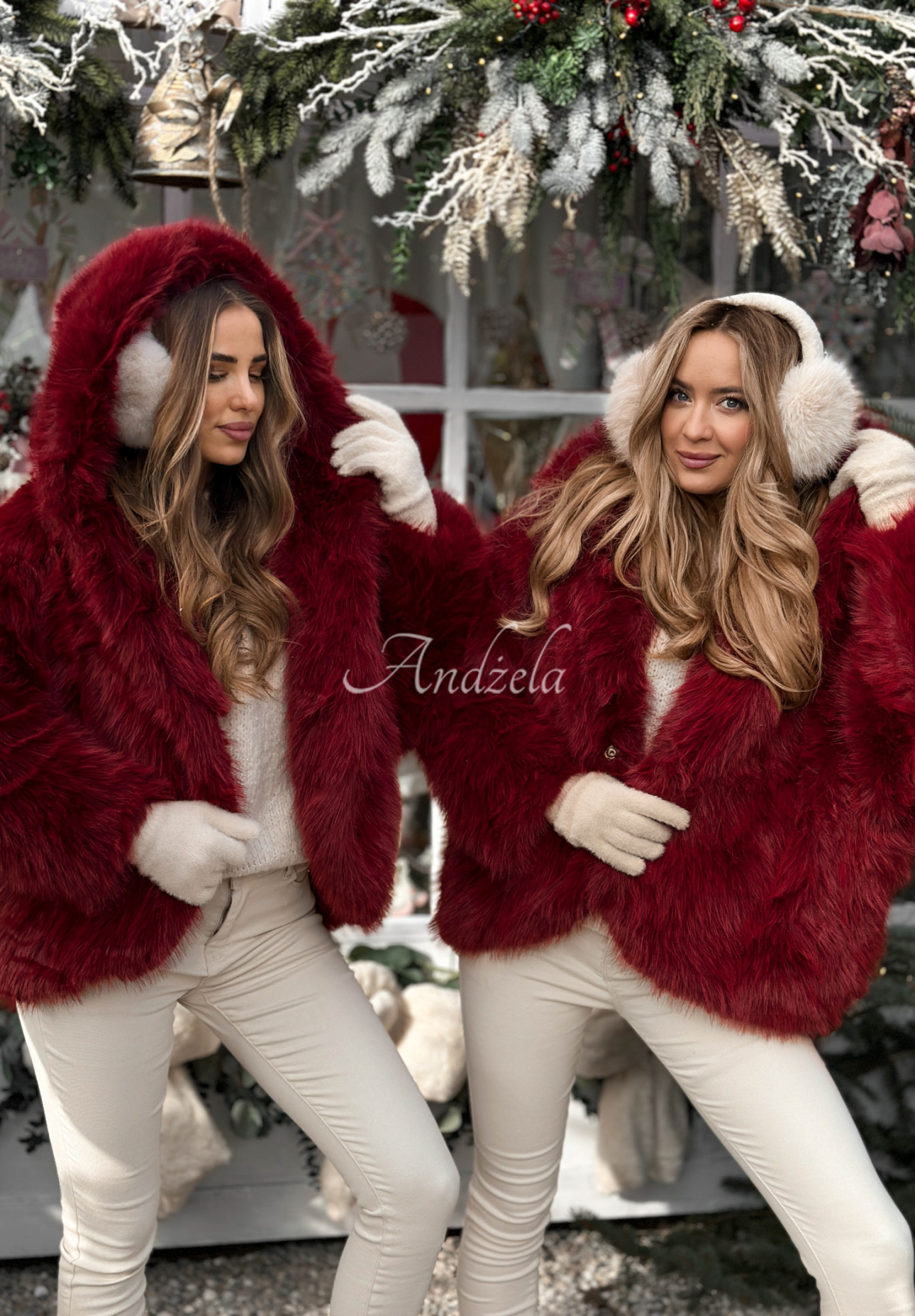 Kurze Pelzjacke Rainy Mood Burgund