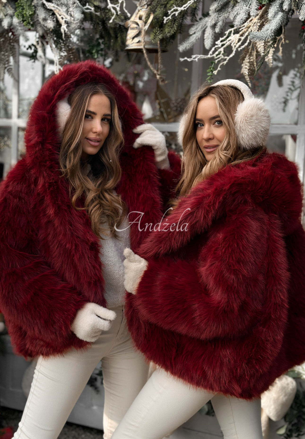 Kurze Pelzjacke Rainy Mood Burgund