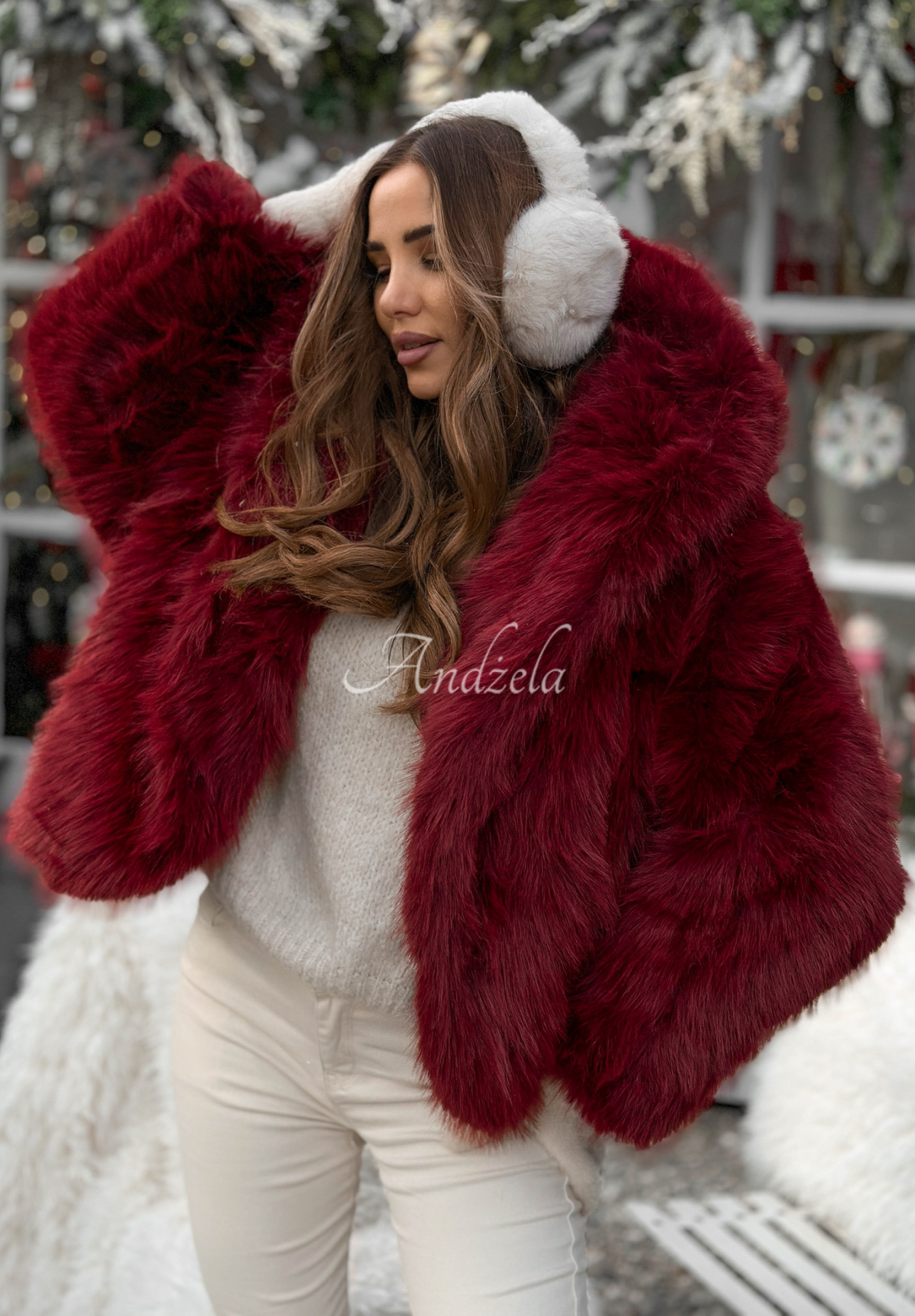 Kurze Pelzjacke Rainy Mood Burgund