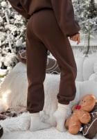 Świąteczny Sweat Set Sweatshirt i Hose Christmas Cookies Schokoladenbraun