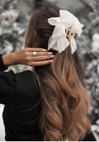 Haarspange klamra do włosów z kokardą Belle Tie Ecru