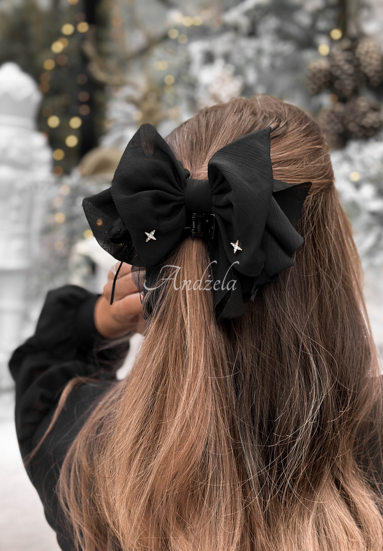 Haarspange mit Schleife Velveta Schwarz