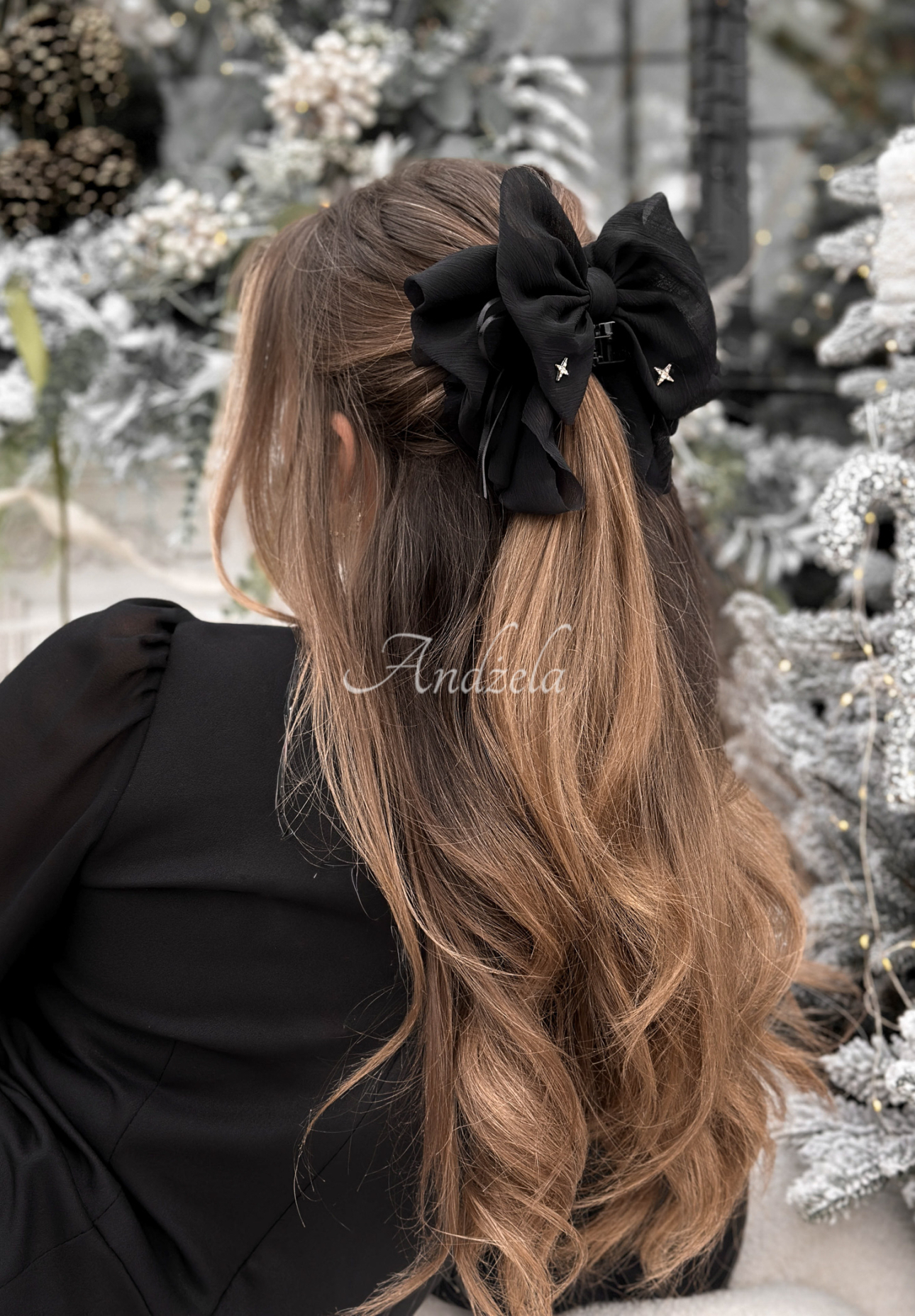 Haarspange mit Schleife Velveta Schwarz