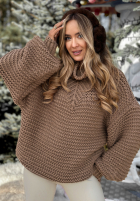 Pleciony Pullover z wełną Winter Is In The Air Mokkafarben