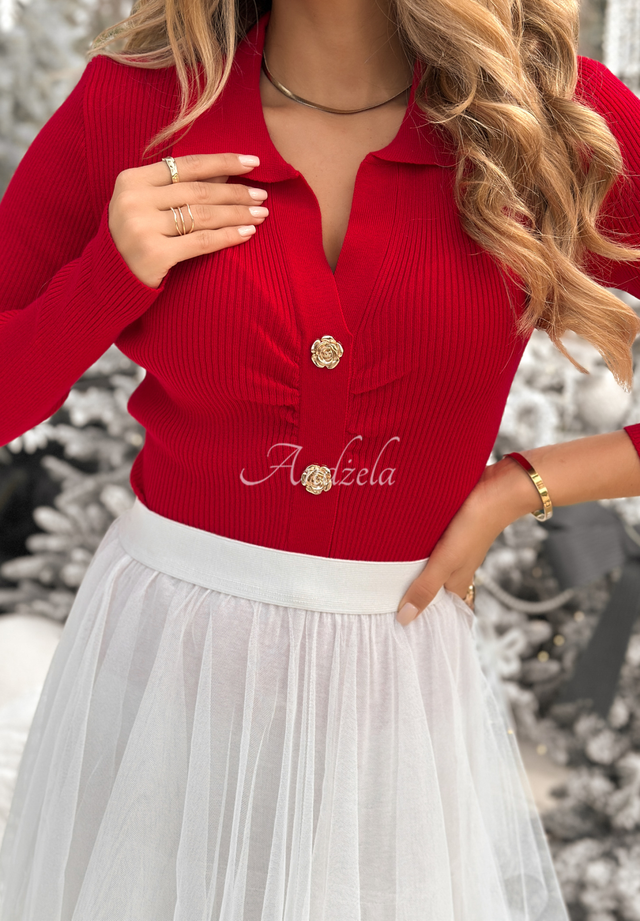 Viskosebluse mit Kragen Feeling Nice Rot