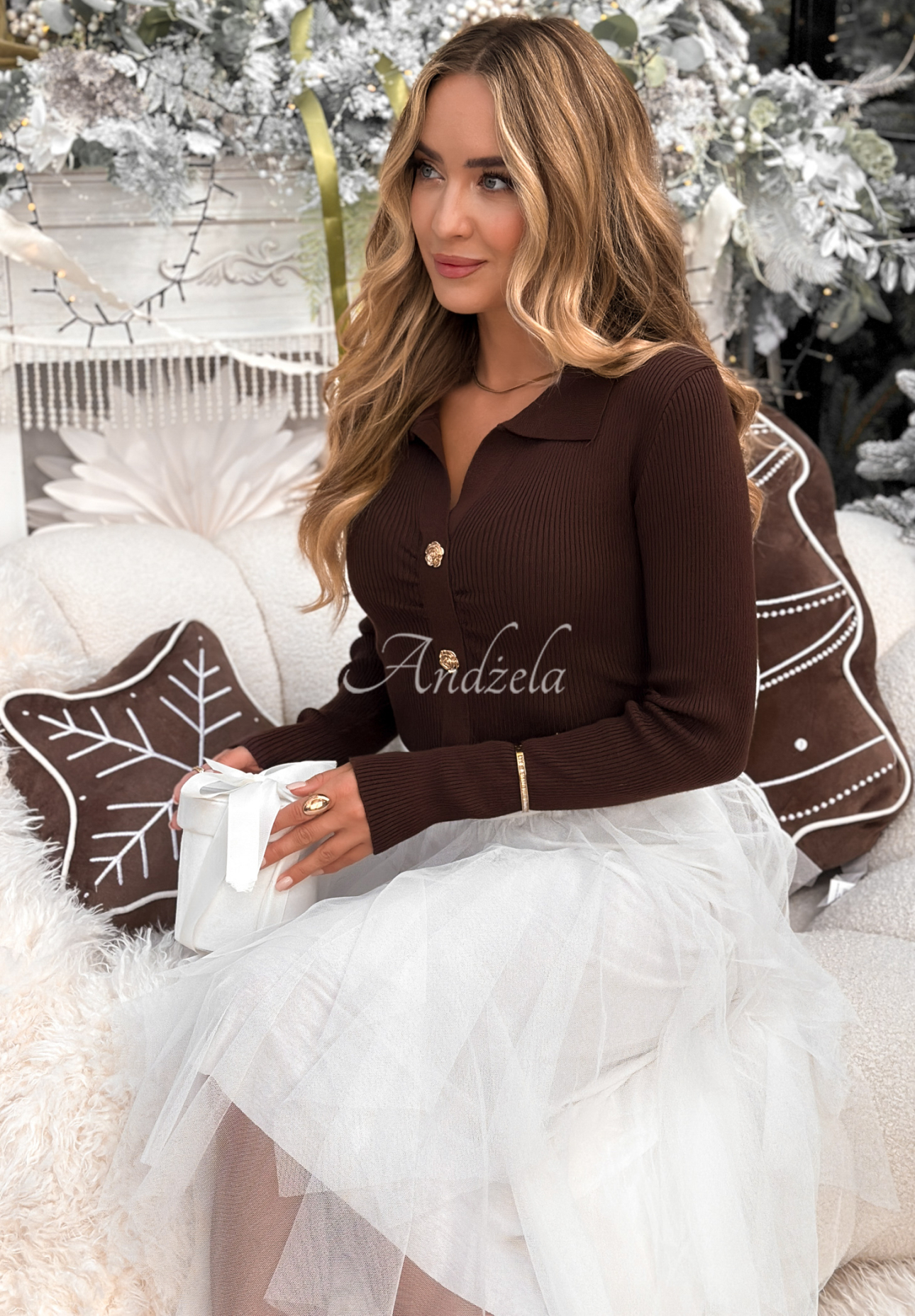 Viskosebluse mit Kragen Feeling Nice Schokoladenbraun