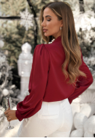 Satynowa Bluse z marszczeniami Looking At Burgunderrot