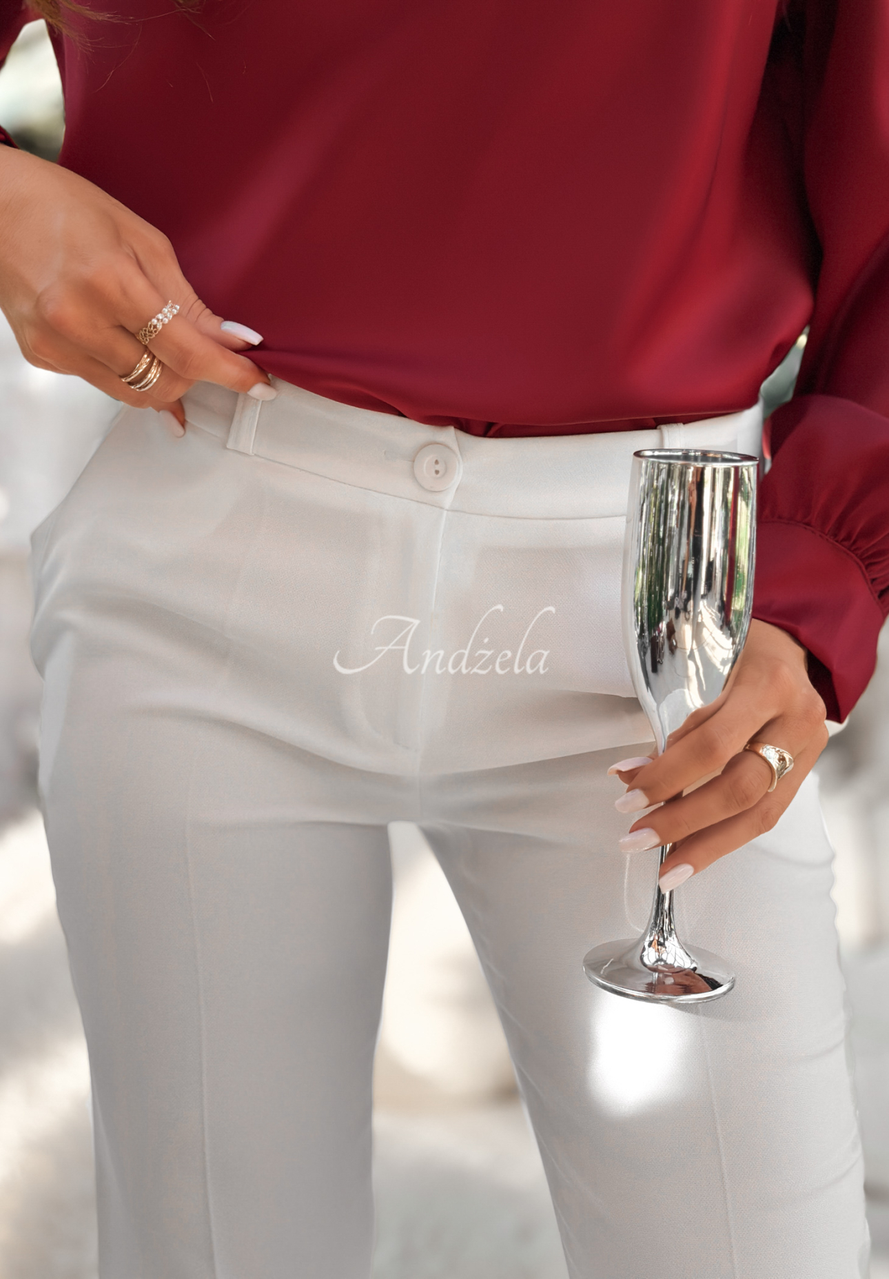 Elegante Zigarettenhose aus Viskose Grand Celebration Ecru