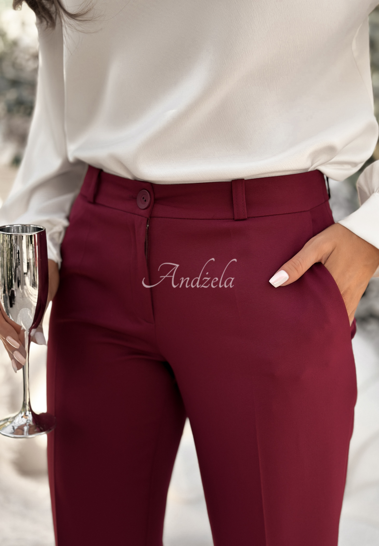 Elegante Zigarettenhose aus Viskose Grand Celebration Burgund