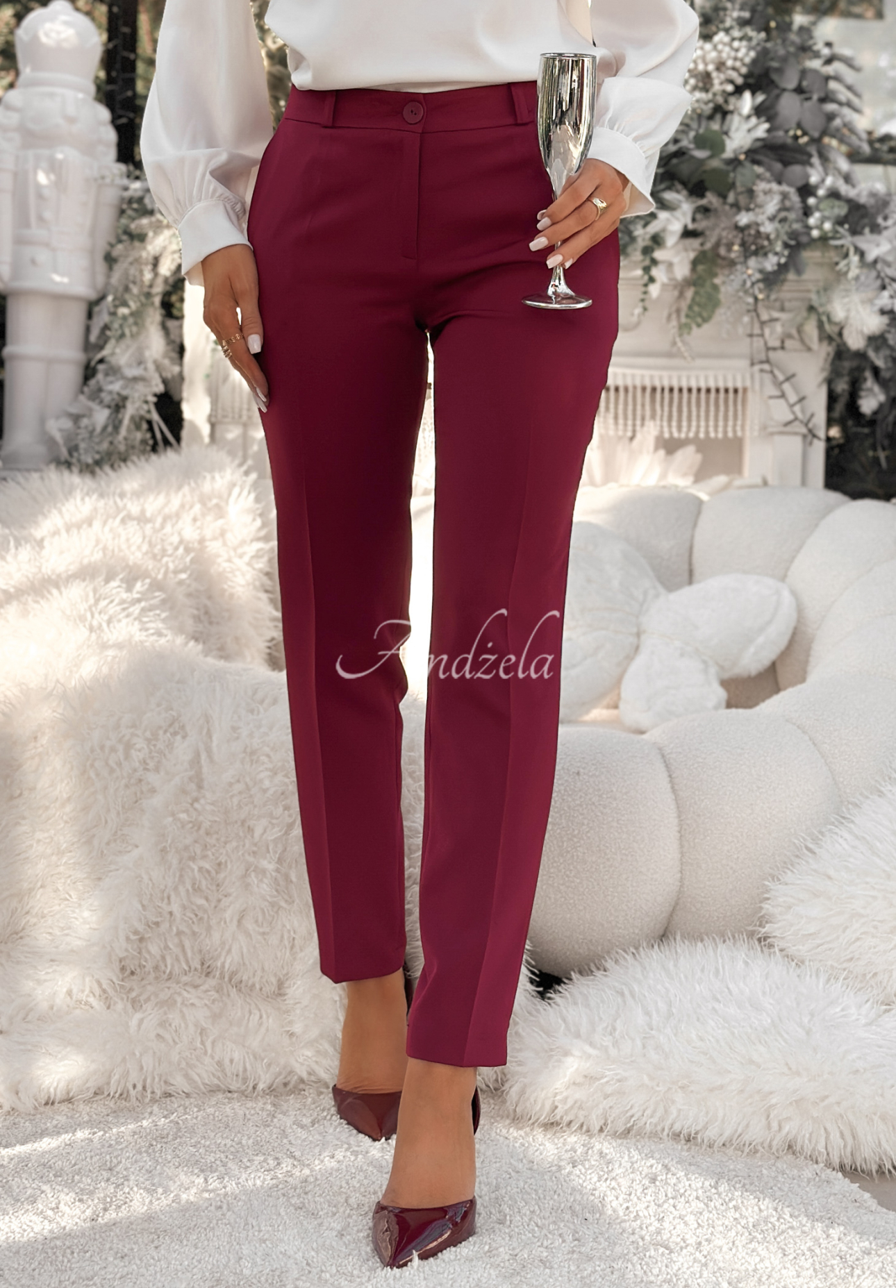 Elegante Zigarettenhose aus Viskose Grand Celebration Burgund