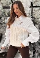 Sweterkowa Weste Willow Woods Ecru