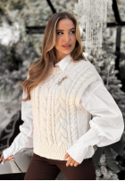 Sweterkowa Weste Willow Woods Ecru