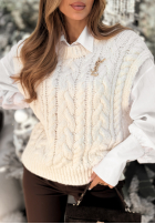 Sweterkowa Weste Willow Woods Ecru