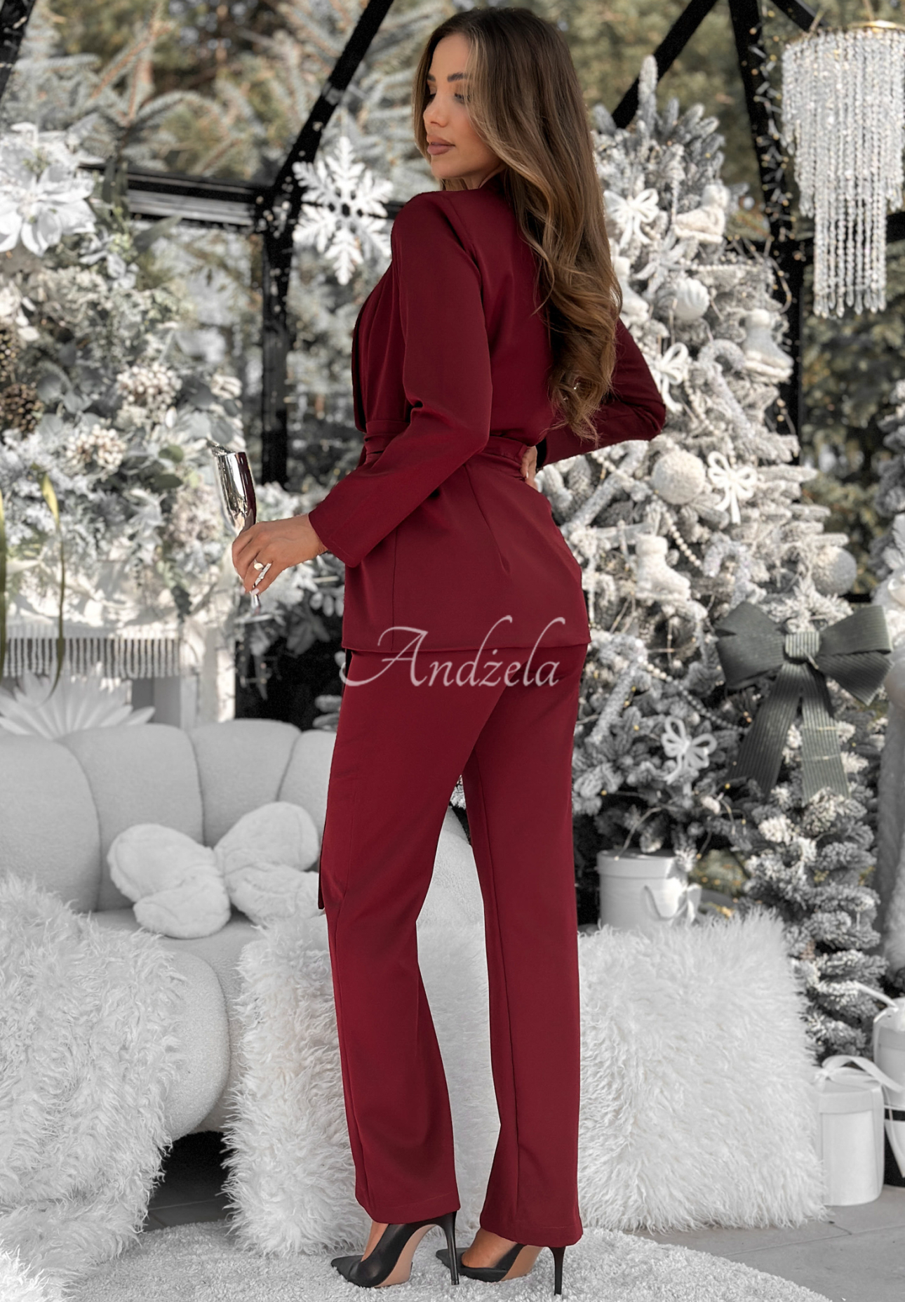 Set Blazer und Hose Old News Burgunderrot