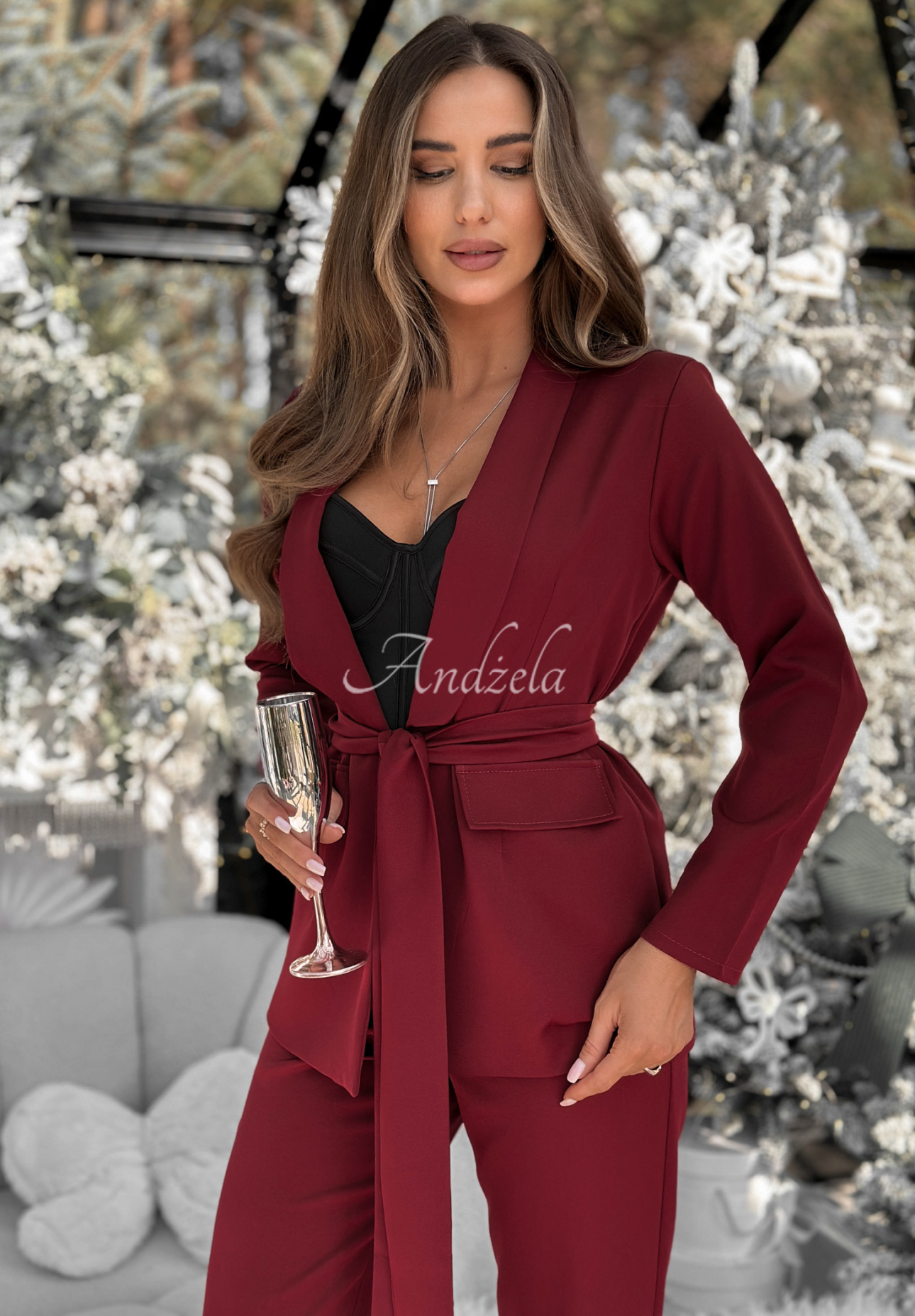 Set Blazer und Hose Old News Burgunderrot