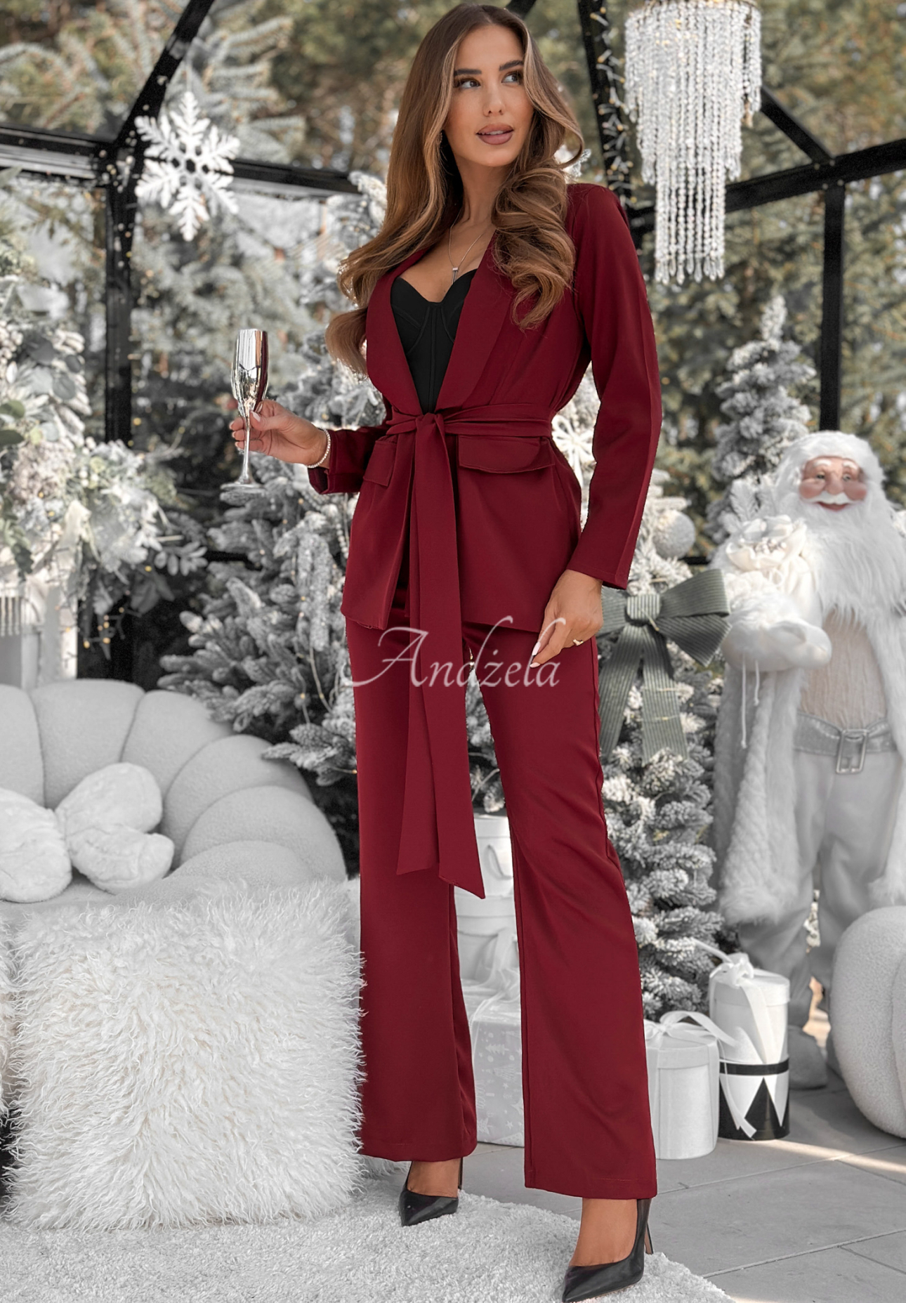 Set Blazer und Hose Old News Burgunderrot