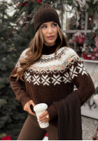 Pullover Mit Muster Best Winter Days Schokoladenbraun