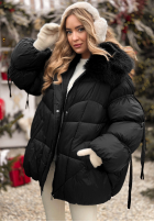 Pikowana Jacke z futerkiem Cold Without You Schwarz