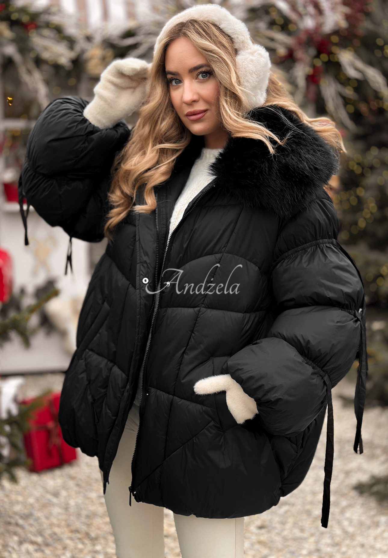 Steppjacke mit Fell Cold Without You Schwarz