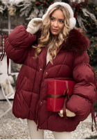 Pikowana Jacke z futerkiem Cold Without You Burgunderrot