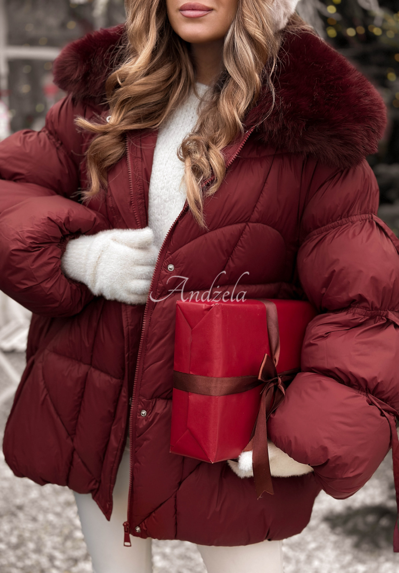 Steppjacke mit Fell Cold Without You Burgunderrot