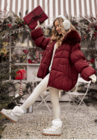 Pikowana Jacke z futerkiem Cold Without You Burgunderrot