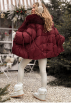 Pikowana Jacke z futerkiem Cold Without You Burgunderrot