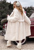 Długi Mantel futerko October Chill Ecru