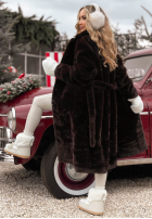 Długi Mantel futerko October Chill Schokoladenbraun