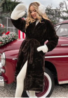 Długi Mantel futerko October Chill Schokoladenbraun