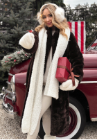 Długi Mantel futerko October Chill Schokoladenbraun