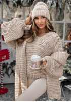 Pleciony Pullover z wełną Winter Is Calling Beige