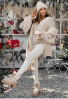 Pleciony Pullover z wełną Winter Is Calling Beige