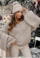 Gestrickter Wollpullover Winter Is Calling Beige