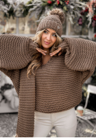 Pleciony Pullover z wełną Winter Is Calling Mokkafarben