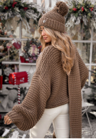 Pleciony Pullover z wełną Winter Is Calling Mokkafarben