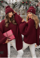 Pleciony Pullover z wełną Winter Is Calling Burgunderrot