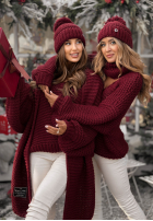 Pleciony Pullover z wełną Winter Is Calling Burgunderrot