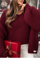 Pleciony Pullover z wełną Winter Is Calling Burgunderrot