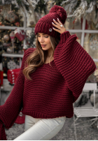 Pleciony Pullover z wełną Winter Is Calling Burgunderrot