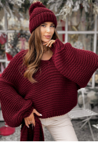 Pleciony Pullover z wełną Winter Is Calling Burgunderrot